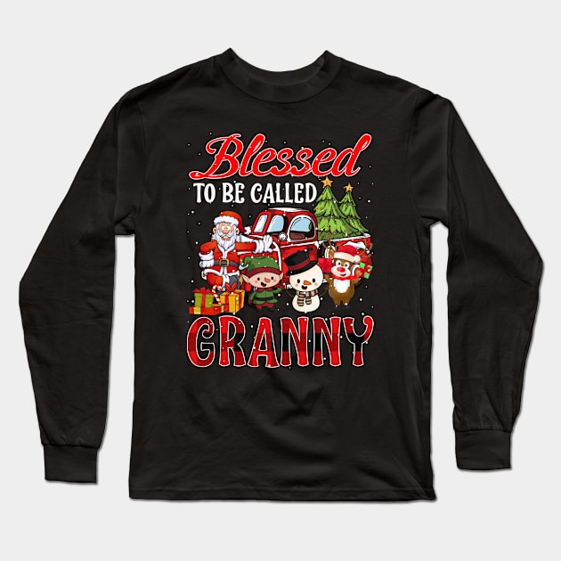 Blessed To Be Called Granny Christmas Buffalo Plaid Truck Long Sleeve T-Shirt by intelus